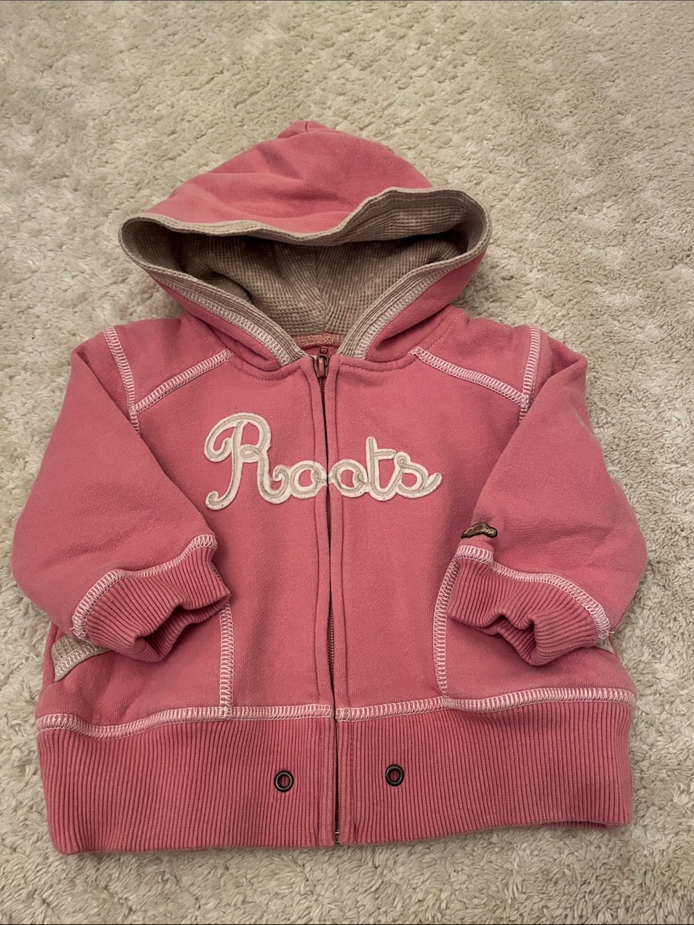 Roots Pink Hooded Zip-Up Jacket for Kids